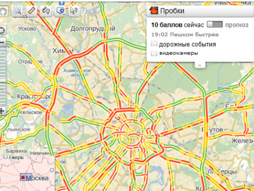 Карта москвы и пробки на дорогах