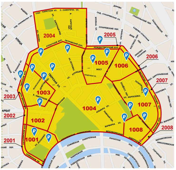 Карта парковочных зон москвы